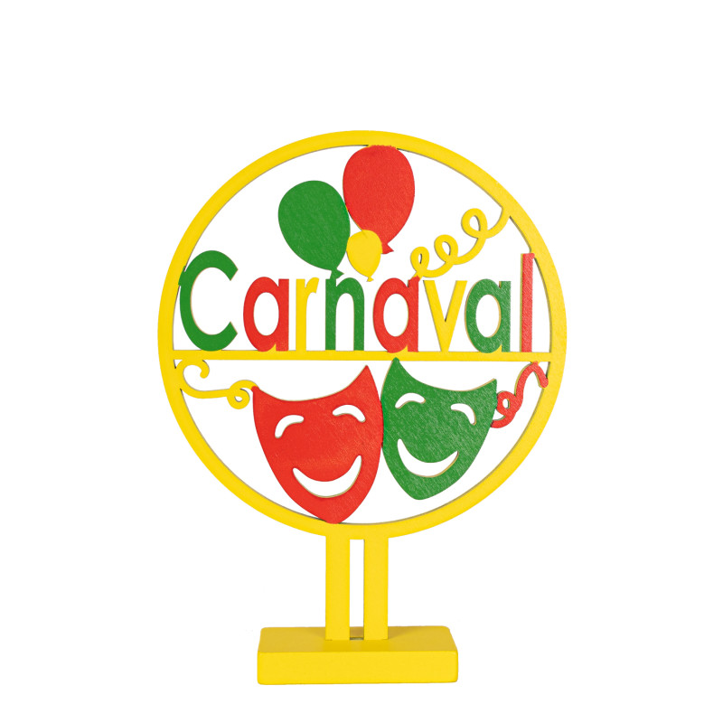 Houten cirkel - Carnaval - Rood-Geel-Groen - Ø 20cm