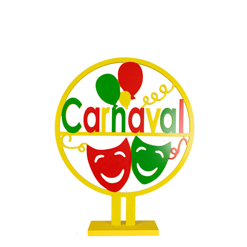 Houten cirkel - Carnaval - Rood-Geel-Groen - Ø 40cm