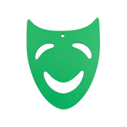 Houten maskers - Rood-Geel-Groen - 9x11cm