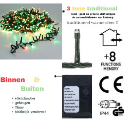 Carnaval LED verlichting - Rood/Geel/Groen - Voor Binnen & Buiten IP44 - Met Timer - 400 LED - 8M