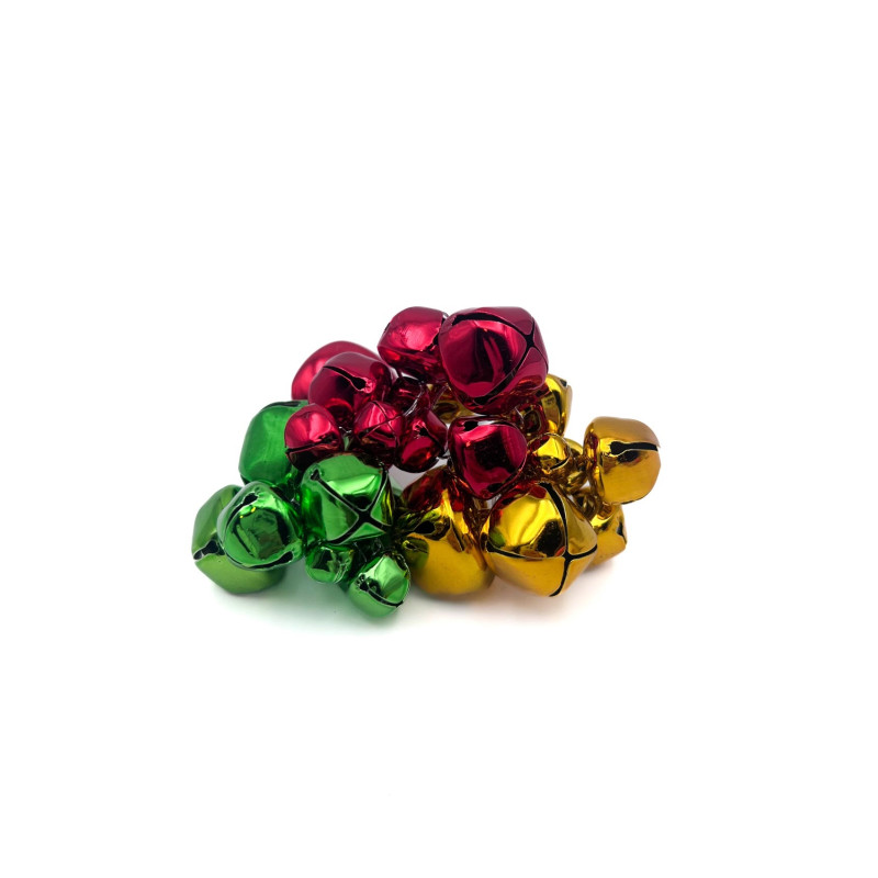 Metalen belletjes - rood-goud-groen - 27 stuks