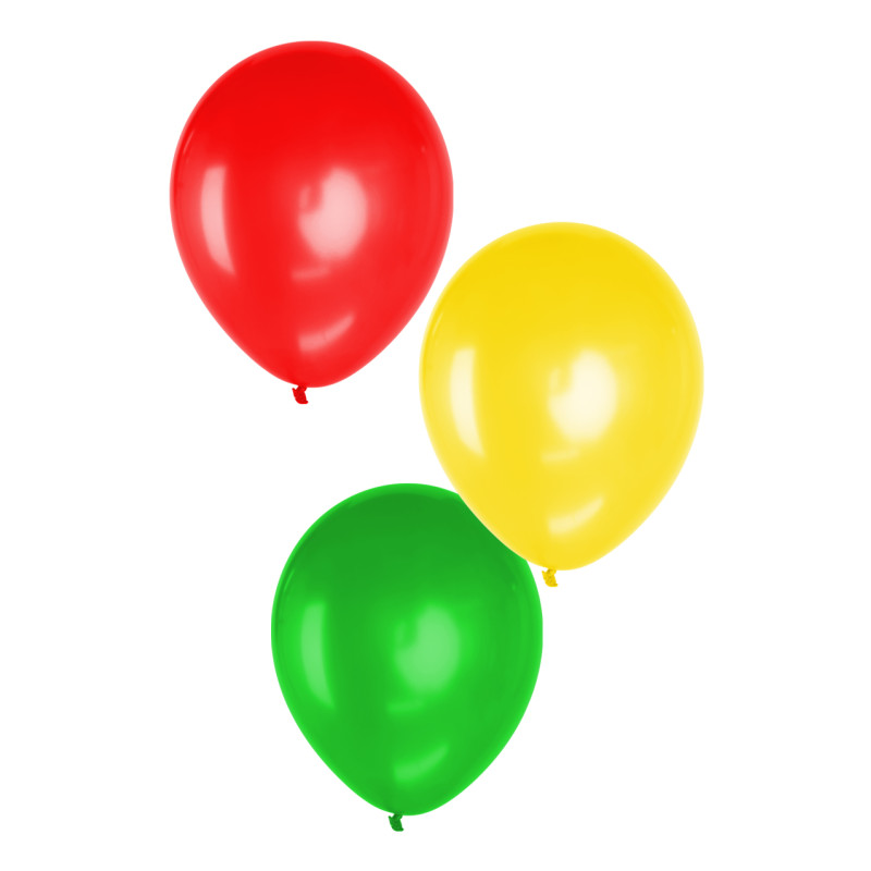 Deco mini ballon rood-geel-groen - 5 inch - 50 Stuks