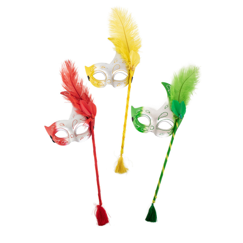 Oogmaskers op stok - rood-geel-groen